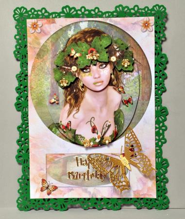 Lady Spirit of the Flowers Card Front and Decoupage by Kristina Norbat