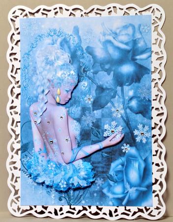 Magical Snow Fairy Card Front and Decoupage by Kristina Norbat