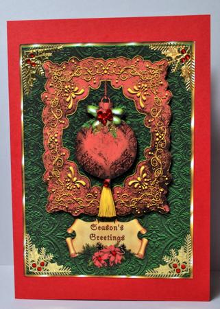 A Traditional Christmas Bauble Card Front and Step by Step by Kristina Norbat