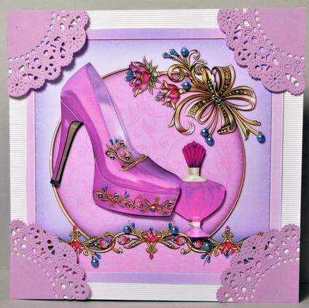 Pretty in Pink Decoupage Card Front by Kristina Norbat