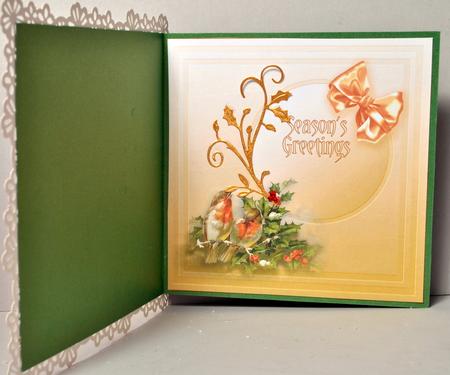 Christmas Robins in a Lace Frame - 8in x 8in Insert Plate by Kristina Norbat