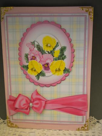Pansies and Checks in Pink and Yellow by Kristina Norbat