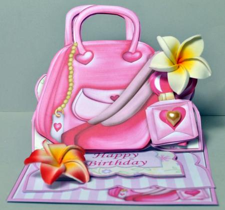 Pink Handbag & Shoes Easel Card Kit by Kristina Norbat