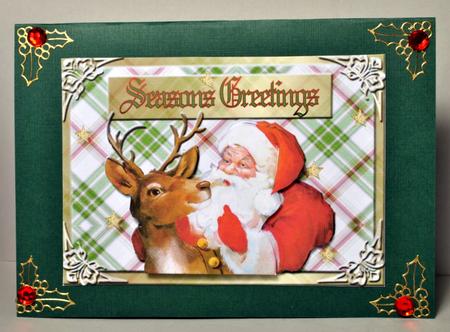 Seasons Greetings-santa & Deer by Kristina Norbat