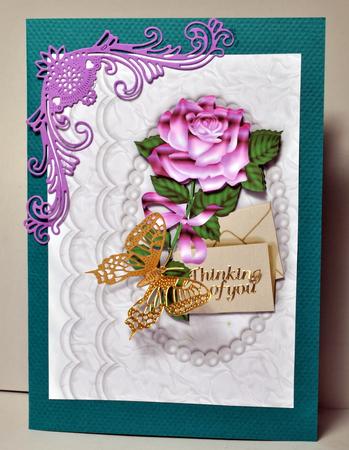Pink Rose with Envelope in Pearl Frame by Kristina Norbat