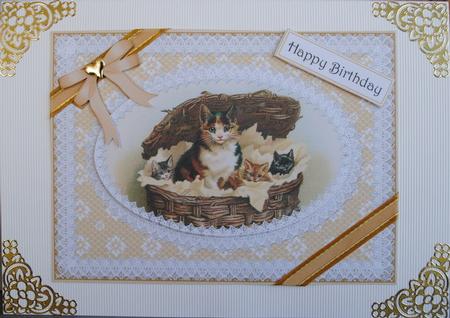 Cute Kittens in a Basket - Decoupage Card by Kristina Norbat