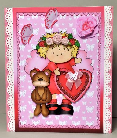 Pretty Valentine Girl with Teddy Bear by Kristina Norbat