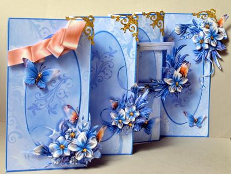 4-fold Card Kit - Winter Flowers & Butterflies by Kristina Norbat