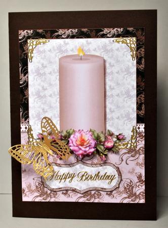 Flowers and a Flickering Candle Card Front Decoupage by Kristina Norbat