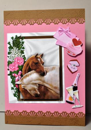 Horses Heads Entwined in Rose and Bow Frame by Kristina Norbat
