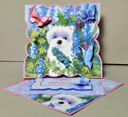 Westie & Butterflies Easel Card Kit by Kristina Norbat