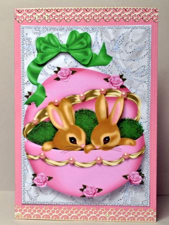 Cute Bunnies in a Ornate Egg, It's Easter Time A4 by Kristina Norbat