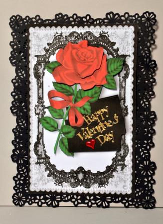 Sultry Black Lace with Red Rose and Envelope by Kristina Norbat