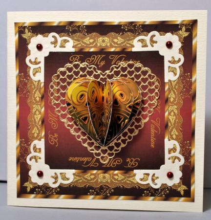 3D Gold and Red Heart Embellishment and Card Front by Kristina Norbat