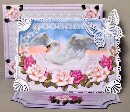 Easel Card Fantasy Swan and Roses by Kristina Norbat
