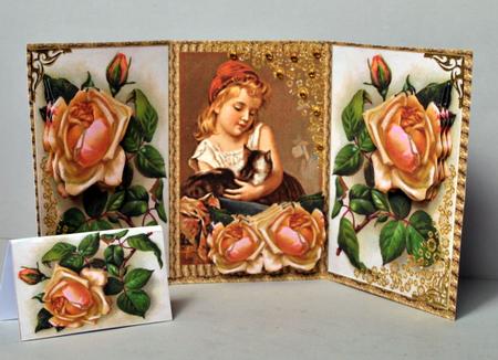 Beautiful Vintage Panel with Roses by Kristina Norbat