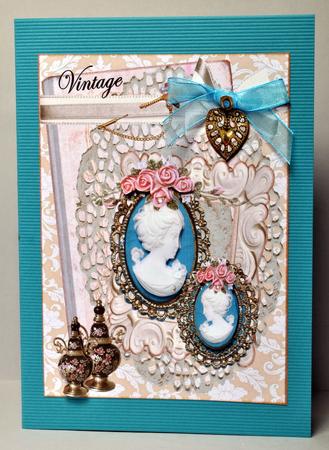 A4 Vintage Cameo Bleu Cream Collage by Kristina Norbat