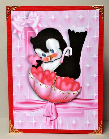 Little Birdie with Umberella Filled with Hearts A4 by Kristina Norbat