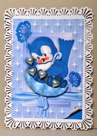 Little Bluebird with Butterflies and Hearts A4 by Kristina Norbat