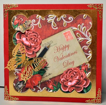 Deep Red Rose Happy Valentines Day Postcard 8in Topper by Kristina Norbat