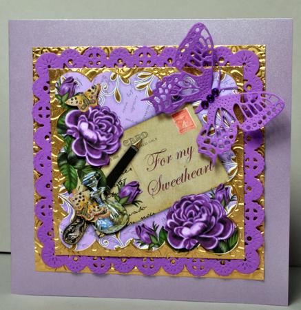 Purple Rose Lilac My Sweetheart Scallop 8in Decoupage Topper by Kristina Norbat