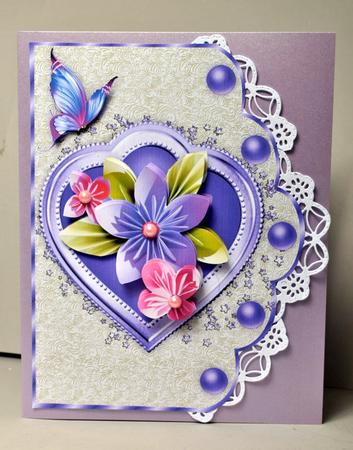 Origami Scallop Card in Lilac and Cream with Step by Step by Kristina Norbat