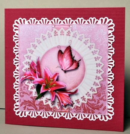 Stargazer Lillies 'n Butterfly Card Front with Step by Step by Kristina Norbat