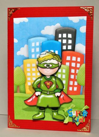 Superboy Card Front with Decoupage by Kristina Norbat