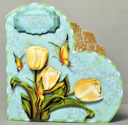 Spring Tulips Heart Shaped Cut & Fold Card with Step by Step by Kristina Norbat