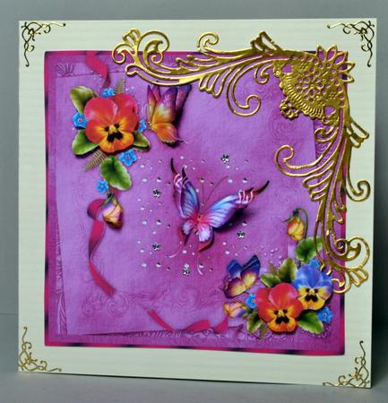 Passionate Pansies Square Card Front with Step by Step by Kristina Norbat