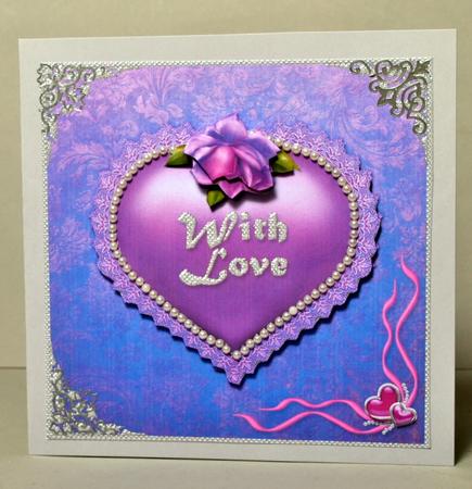 Purple Love Heart Card Front by Kristina Norbat