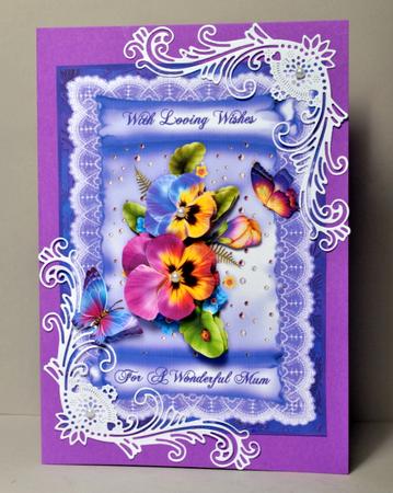 Fancy Pansy A5 Card Front with Step by Step by Kristina Norbat