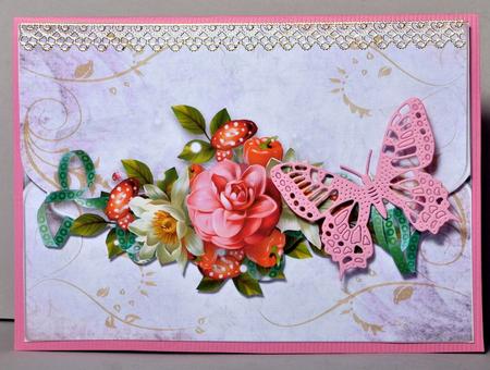Vintage Flowers Fancy Edge Faux Envelope Card by Kristina Norbat