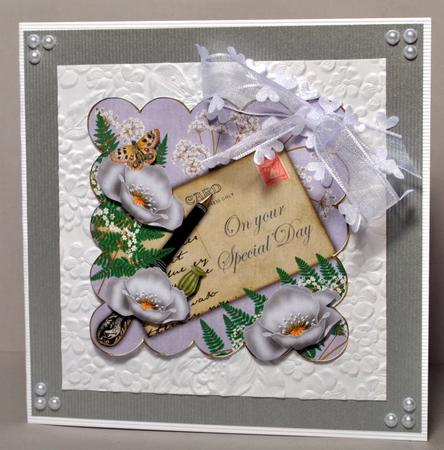 Silver Poppy Special Day 8in Decoupage Topper by Kristina Norbat