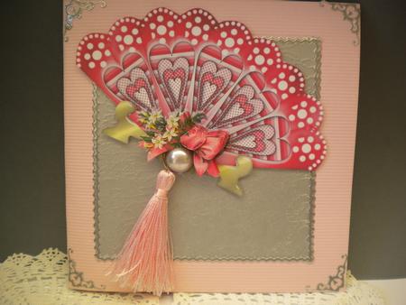 Valentine Hearts Fan & Stand Card by Kristina Norbat