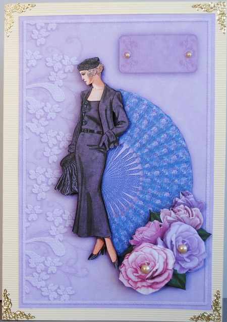 Vintage Lady, Fan & Roses Card Front & Decoupage by Kristina Norbat