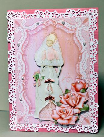 Wedding Bride & Roses in Salmon Decoupage by Kristina Norbat