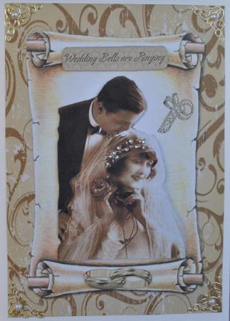 Vintage Wedding Couple on a Scroll by Kristina Norbat
