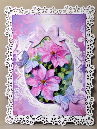 Watercolour Cameo with Lace Clematis Decoupage Sheet by Kristina Norbat
