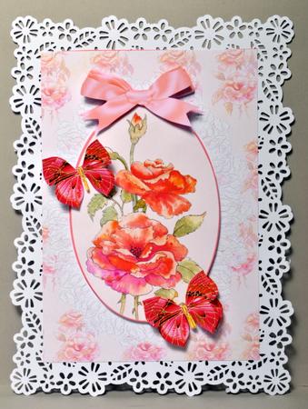 Watercolour Cameo with Lace Red Roses Decoupage Sheet by Kristina Norbat