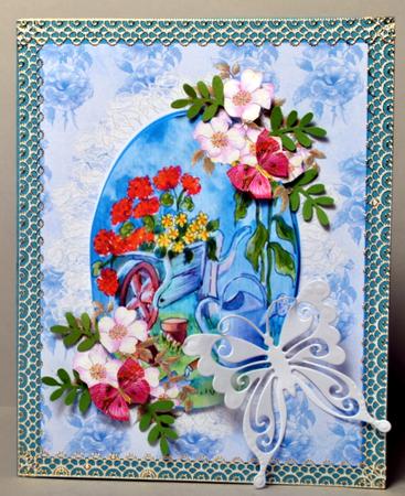 Watercolour Cameo with Lace Wheelbarrow Decoupage Sheet by Kristina Norbat
