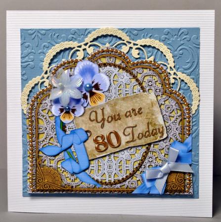 Blue Pansies 80 Today Giant 8in Scallop Bottom Stacker by Kristina Norbat