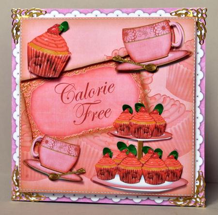 Pink Tea and Cupcake Calorie Free 8in Vintage Card Frame Kit by Kristina Norbat