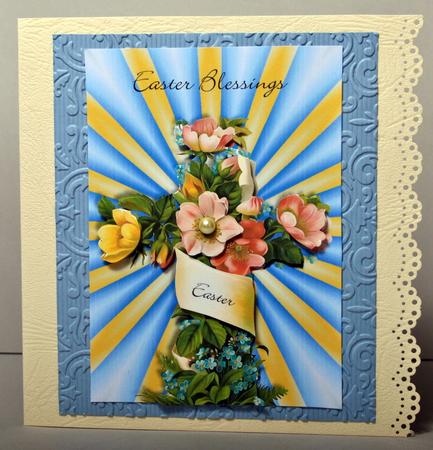 Easter Blessings Vintage Cross Card Front by Kristina Norbat
