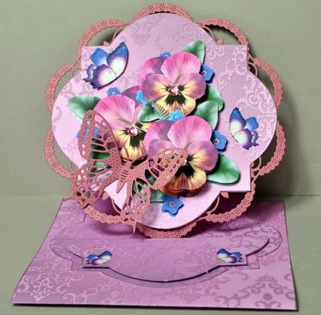 Pansies & Butterflies Shaped Easel Card Kit by Kristina Norbat