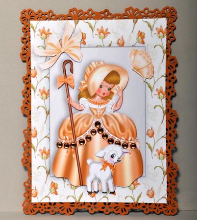 Little Bo Peep in Peach with Little Lamb and Peach Bow by Kristina Norbat