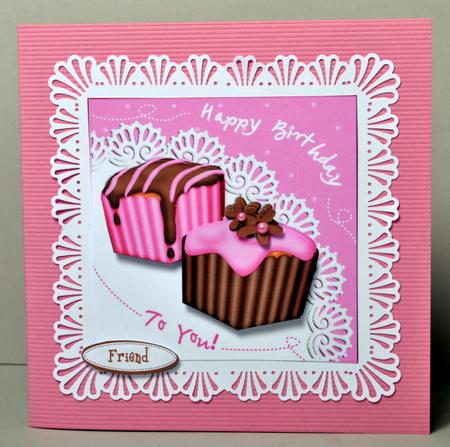 Fondant Fancies Birthday Cakes Quick Card N 3D Decoupage by Kristina Norbat
