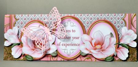 Pink Magnolia Year of Experience Large Dl Decoupage Card Kit by Kristina Norbat