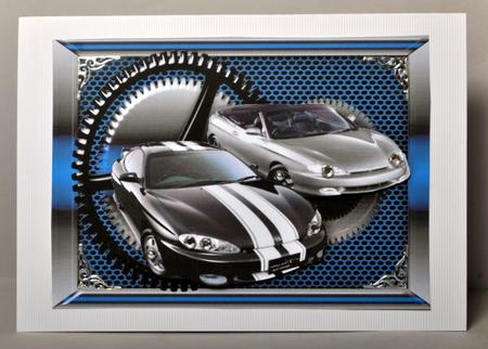 Silver/black Sports Cars in Steampunk Frame A5 by Kristina Norbat