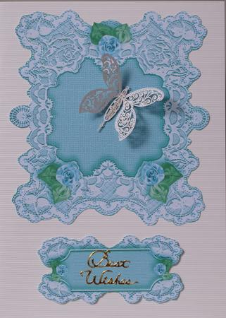Aqua and Lemon Antique Lace Card Fronts by Kristina Norbat